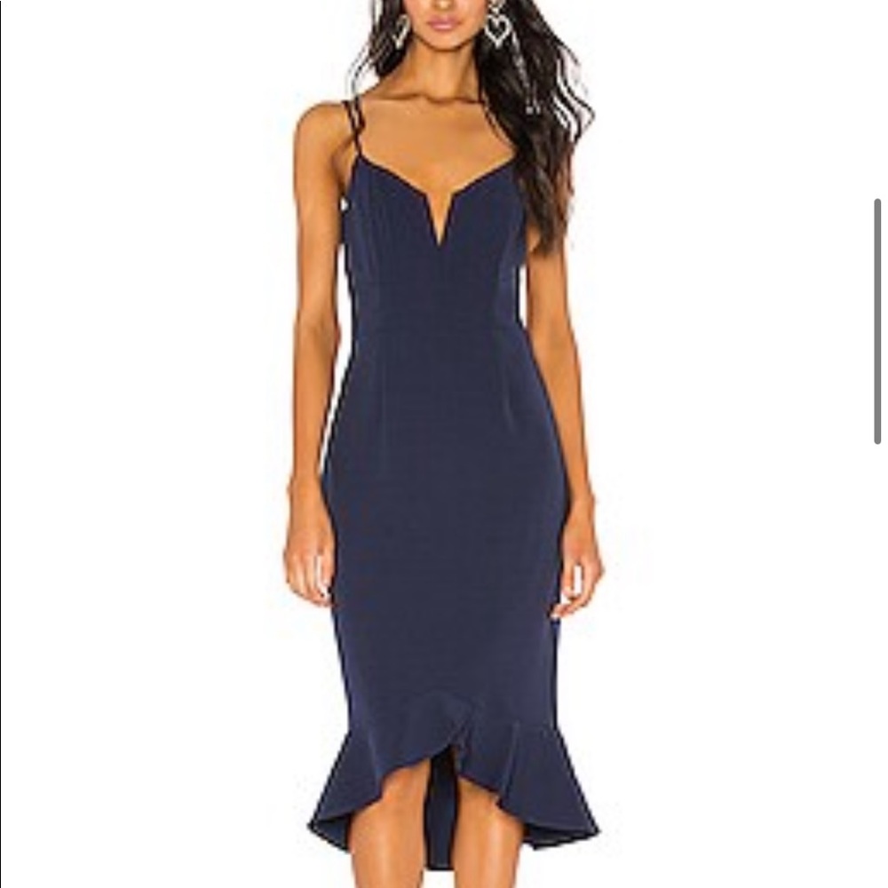 Bardot Kristen Peplum Dress S Navy Revolve